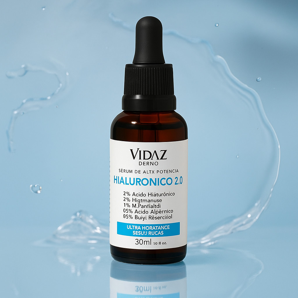 Sérum Facial Hialurônico 2.0 – Vidaz | Pele limpa e aveludada | Hidratação profunda e toque macio