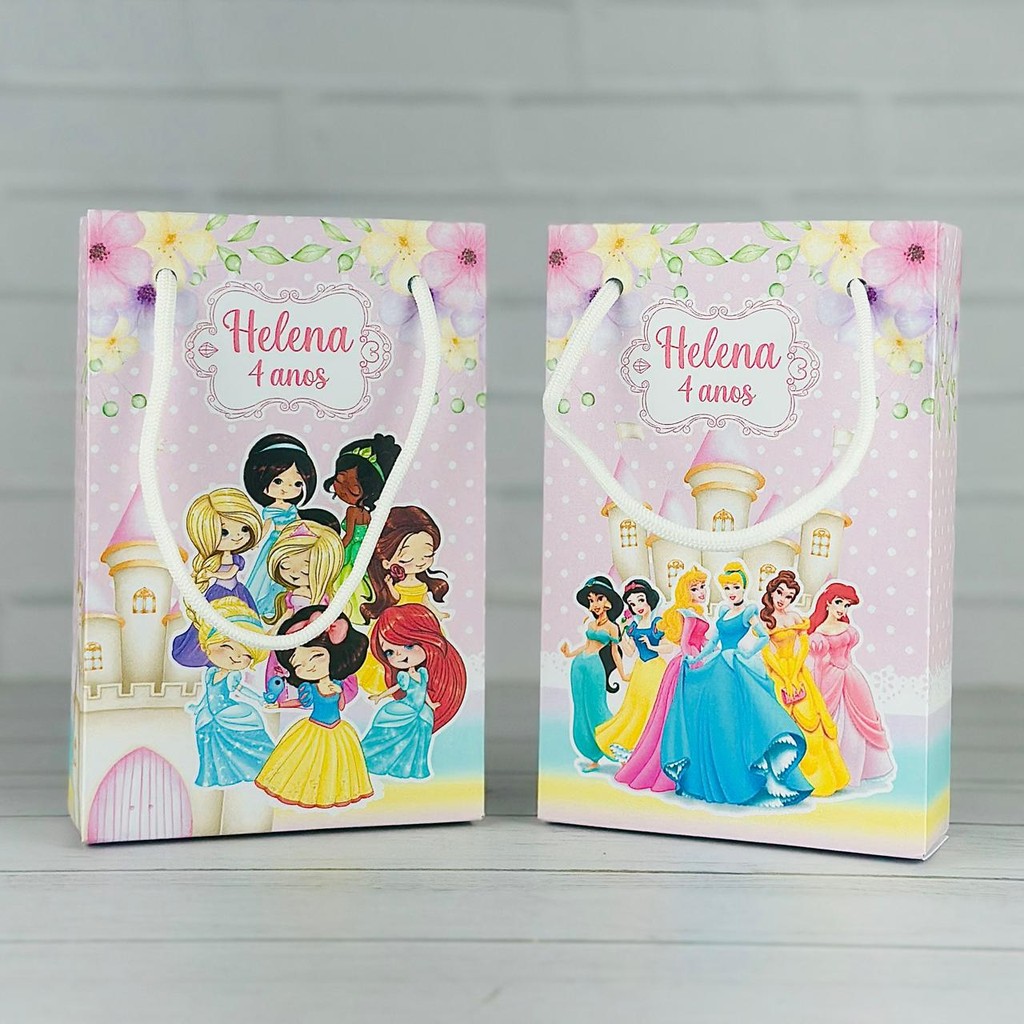 Sacolinha Princesas | Personalizada Com Nome | Festa Aniversário Lembrancinhas Personalizados Sacola de Doces