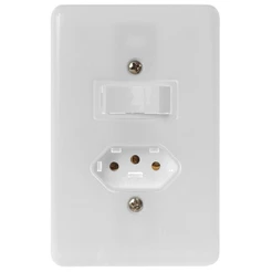 Interruptor Stylus Ilumi 1 Tecla Simples +1 Tomada 2P+T 6-10A 250V Com Placa 4X2