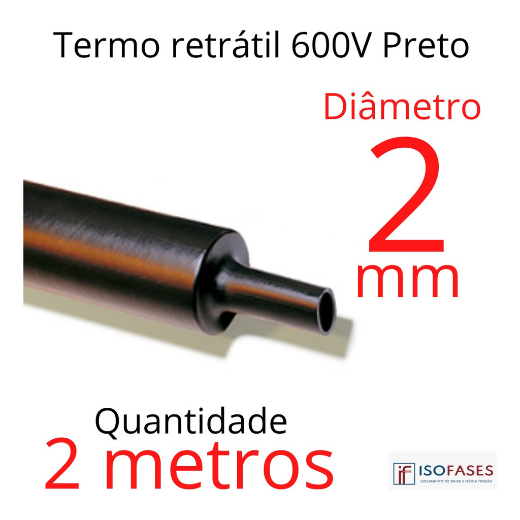 Tubo Termo Retrátil 2mm 2 Metros Profissional Antichama 600v