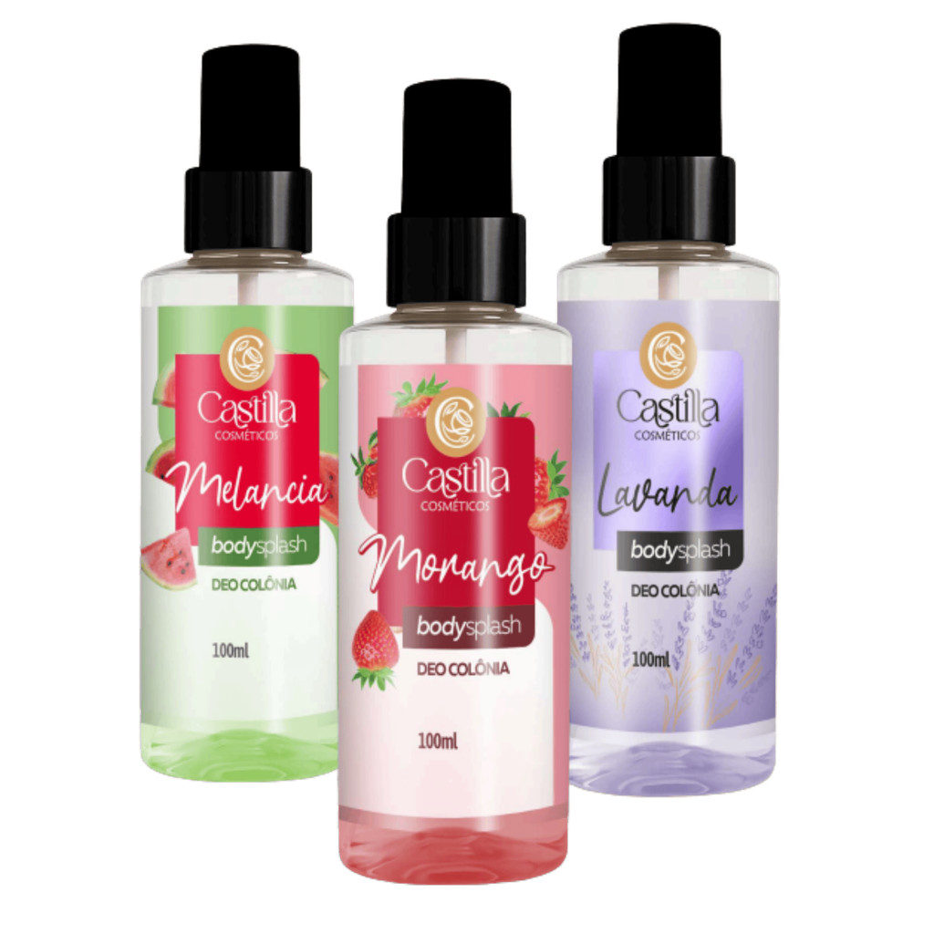 Body Splash Castilla Cosméticos 100mL | Morango, Lavanda ou Melancia | Deo Colônia Refrescante