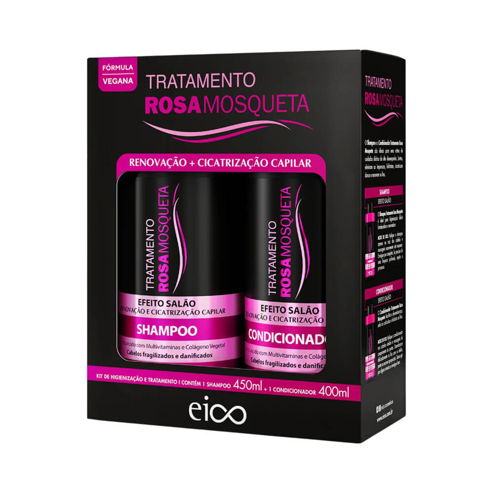 Kit Eico Shampoo 450ml + Condicionador 400ml Efeito Salão Rosa Mosqueta em Oferta na Shopee