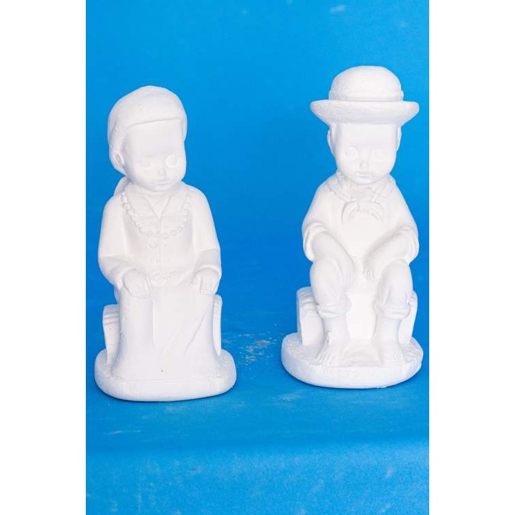 Imagem Casal Preto Velho baby em gesso gesso cru15 cm