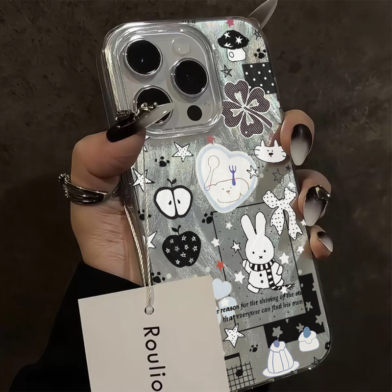 Capinha Coelhinha Miffy Fofa no Estilo do Ins iPhone 16 15 17 14 13 12 11 Pro Max iPhone 7 8 plus Anti-impacto Capa