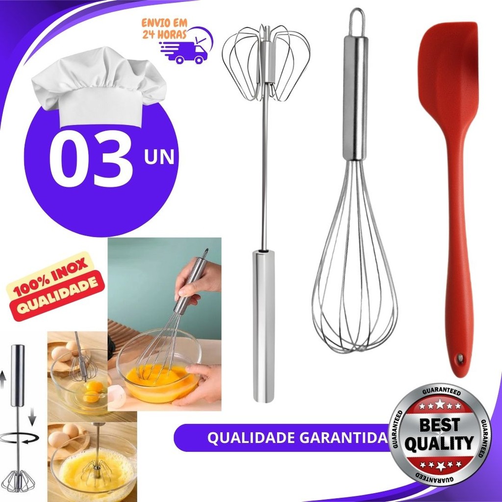 Jogo 3, 2 ou 1 Peças Fuê Semi-Automático Original Batedor Fue Mixer Creme Misturador inox Utensilio