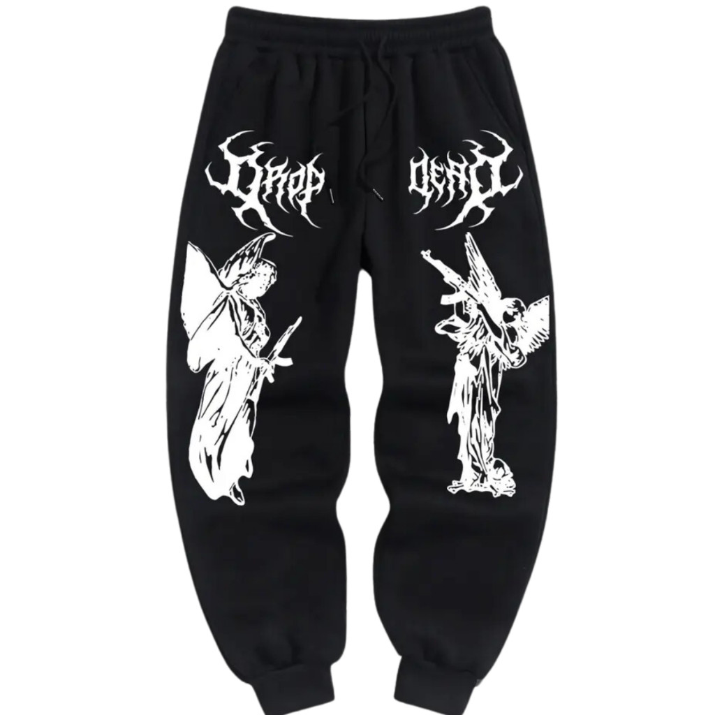 Calça Moletom Drop Estatua Anjo Arma Streetwear Softwear Flanelado Algodão