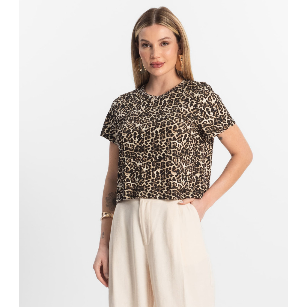 Blusa Feminina Estampada Select Bege em Oferta na Shopee