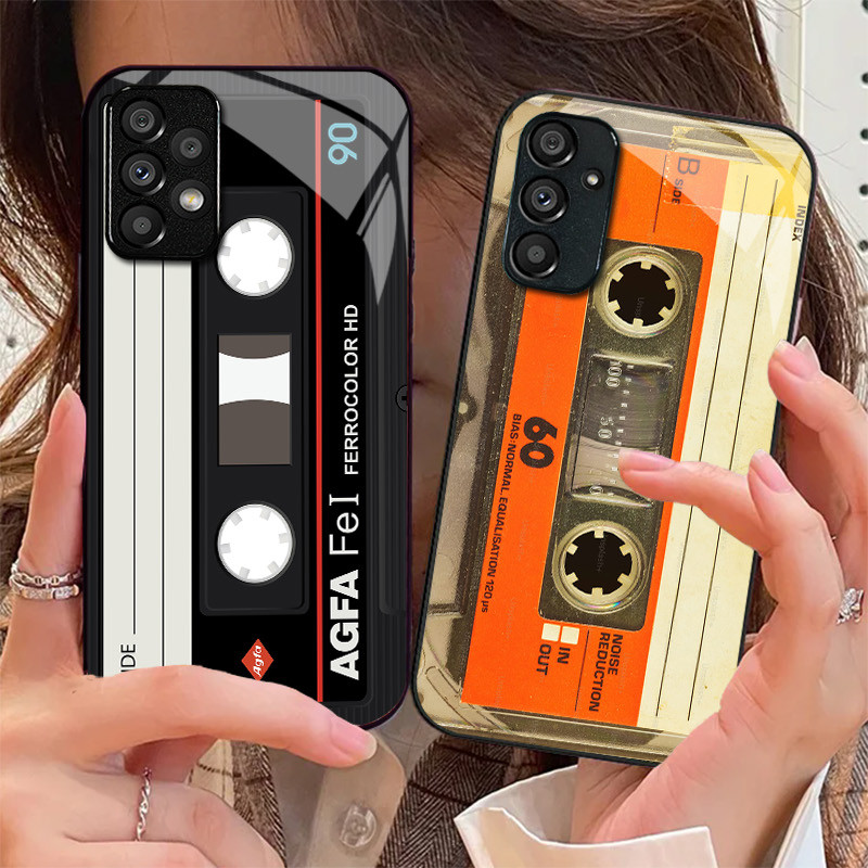 Fita Cassete 09 Capa De Telefone De Vidro Para Samsung Galaxy A16 A15 A25 A35 A55 A53 A54 A34 A14 A32 A52 4G 5G A56 A54