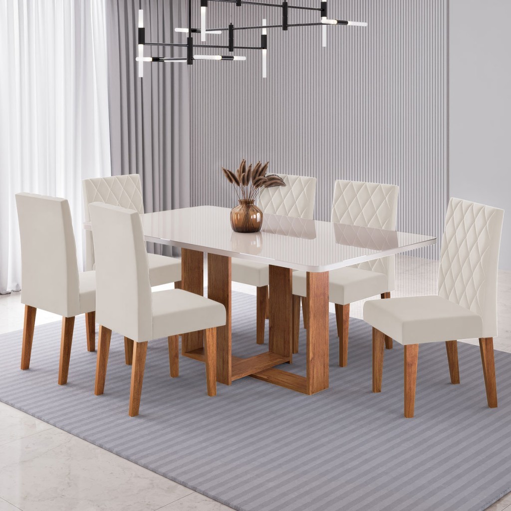 Mesa de Jantar 6 Lugares Afrodite - Viero Móveis em Oferta na Shopee