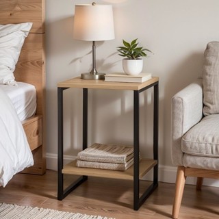 Mesa de Cabeceira de Decoração Moderna Ferro e Madeira Pinus em Oferta na Shopee