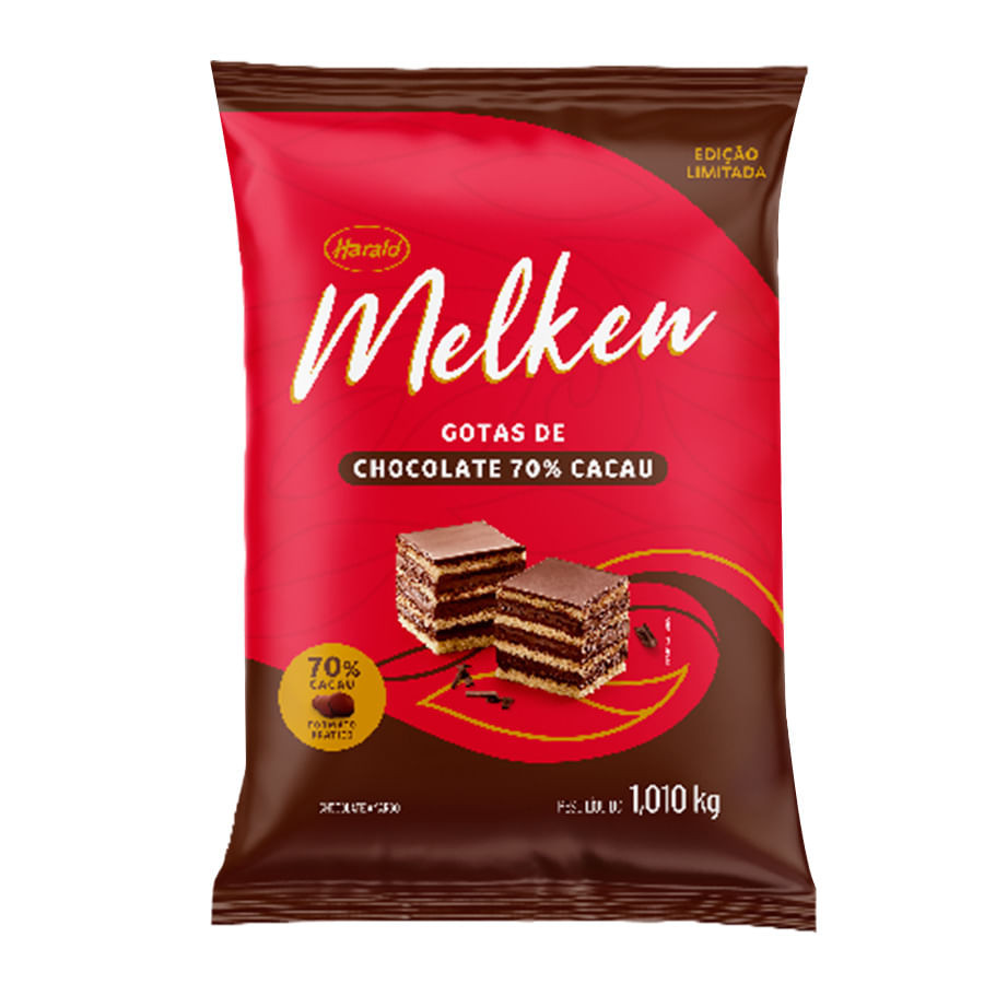 Chocolate 70% Cacau Gotas Melken 1,010kg HARALD em Oferta na Shopee