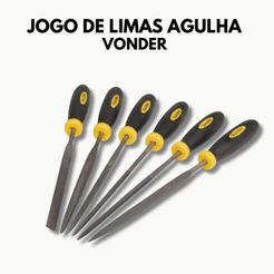 Jogo de Limas Agulha com Cabo Vonder com 6 Peças Chata Redonda Quadrada Meia-Cana Triangular