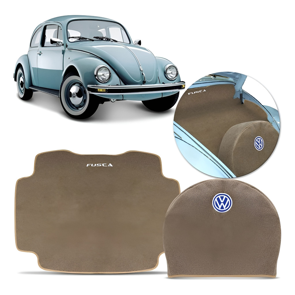 Fusca 1973 Tapete Porta Mala Premium e Capa Estepe Forro Capô Bege