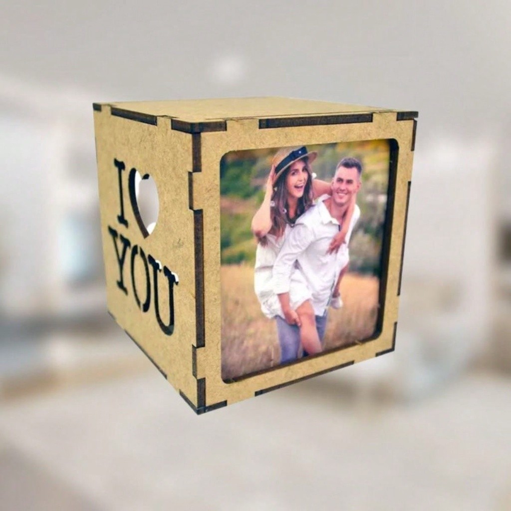 Cubo Decorativo Porta Retrato Iluminado Namoro Amor Mimo