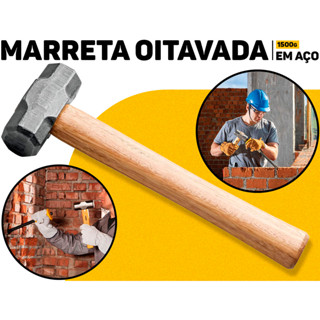 Marreta Oitavada Tramontina 1,5Kg Cabo De Madeira Ferramenta Profissional P/ Demolição Obra Pesada em Oferta na Shopee