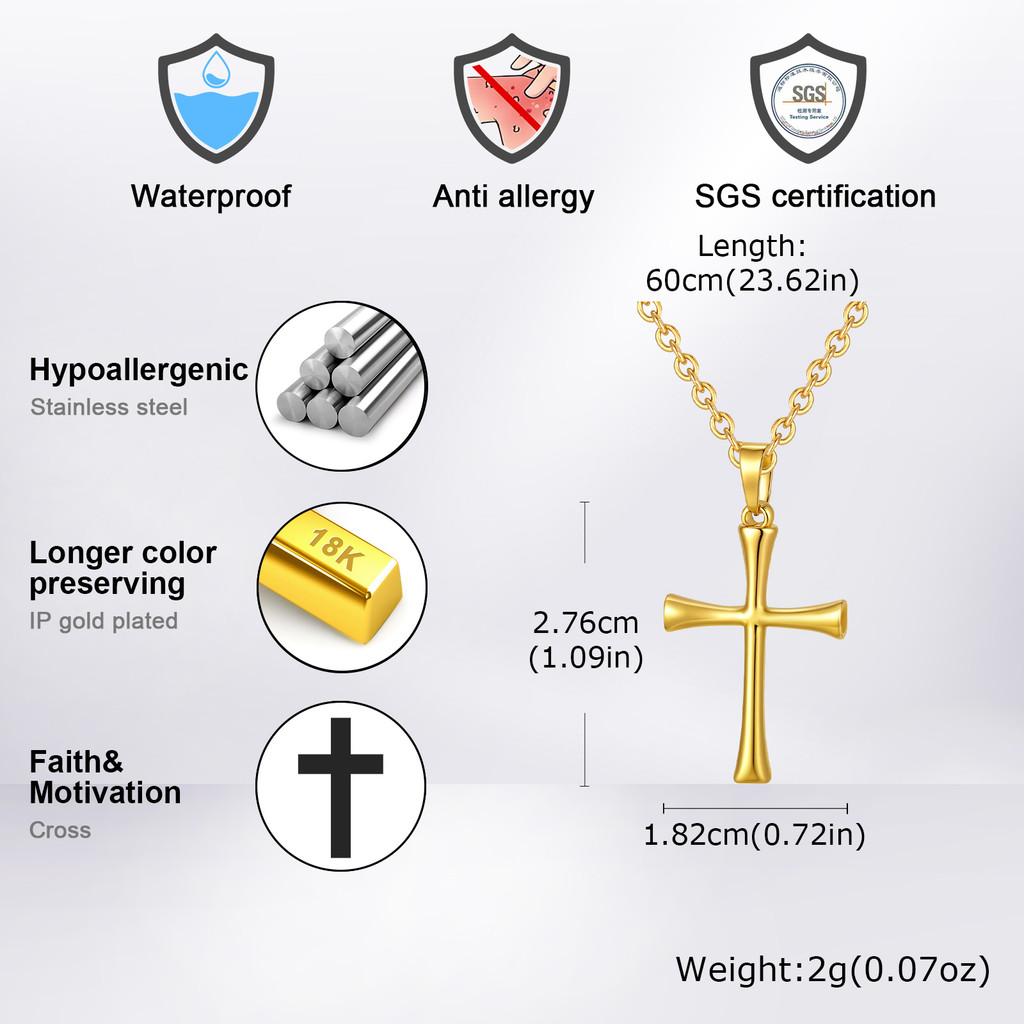 Colar De Cruz Católica Com De Ouro Vnox Para Homens, Resistente À Ferrugem E Prova De Desbotamento, Empilhamento De Ca · foto 2