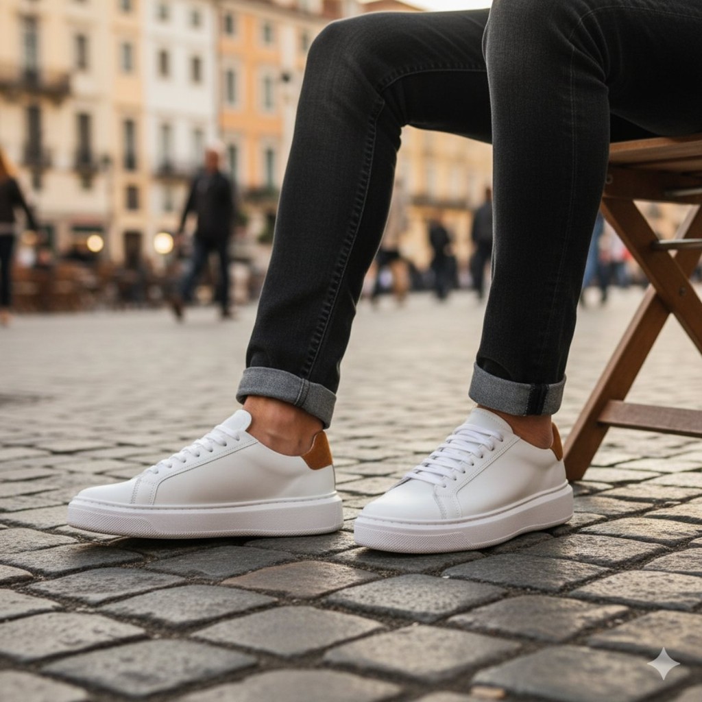 Tênis Casual Masculino Couro Nobre Premium Confortável