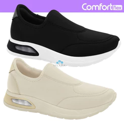 Tênis Feminino Comfortflex Casual Conforto Original Calce Fácil Impermeável Tecnologia Amortecimento