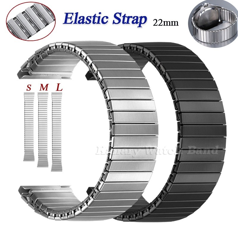 22mm Sml Elástico Pulseira De Relógio De Aço Inoxidável Universal Expansão De Metal Para Inteligente Masculino Feminino em Oferta na Shopee