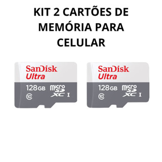 Kit 2 cartões de memória 128gb ultra muito mais memória smartphone em Oferta na Shopee