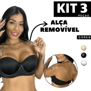 Kit 1 à 3 Sutiã Tomara que Caia com Bojo e Aro + Alça de Silicone Removível Confortável e Ajustável em Oferta na Shopee