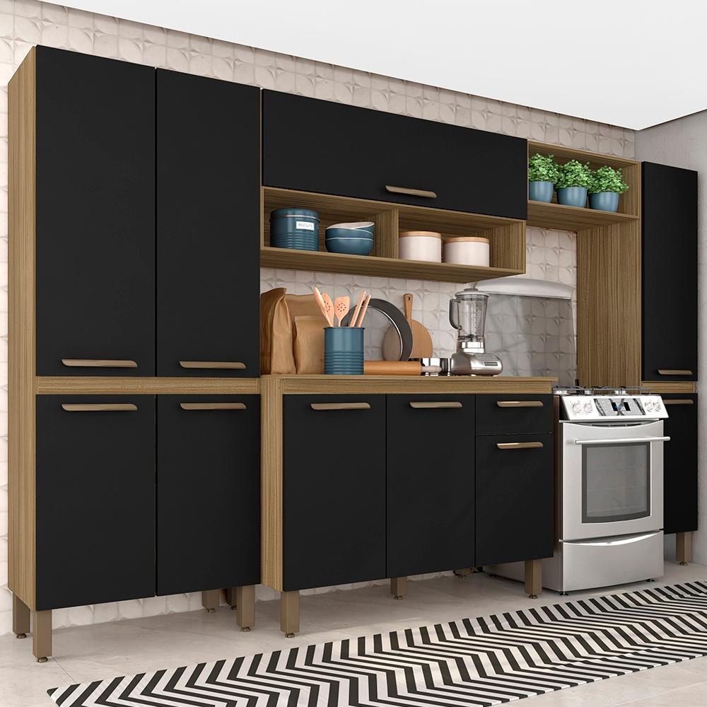 Armário De Cozinha Tieli 5 Peças Boreal/preto - Móveis Arapongas em Oferta na Shopee