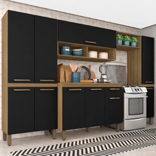 Armário De Cozinha Tieli 5 Peças Boreal/preto - Móveis Arapongas em Oferta na Shopee