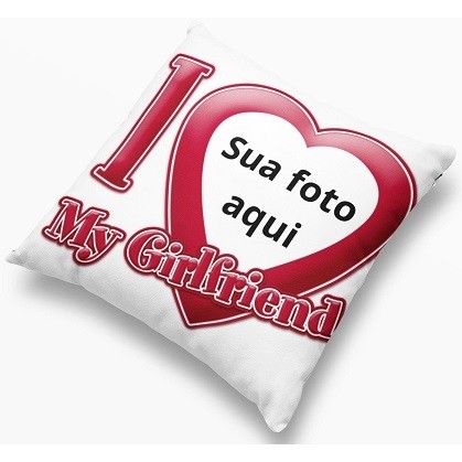 Capa Almofada I Love My Girlfriend e I Love My Boyfriend Personalizada com sua foto em Oferta na Shopee