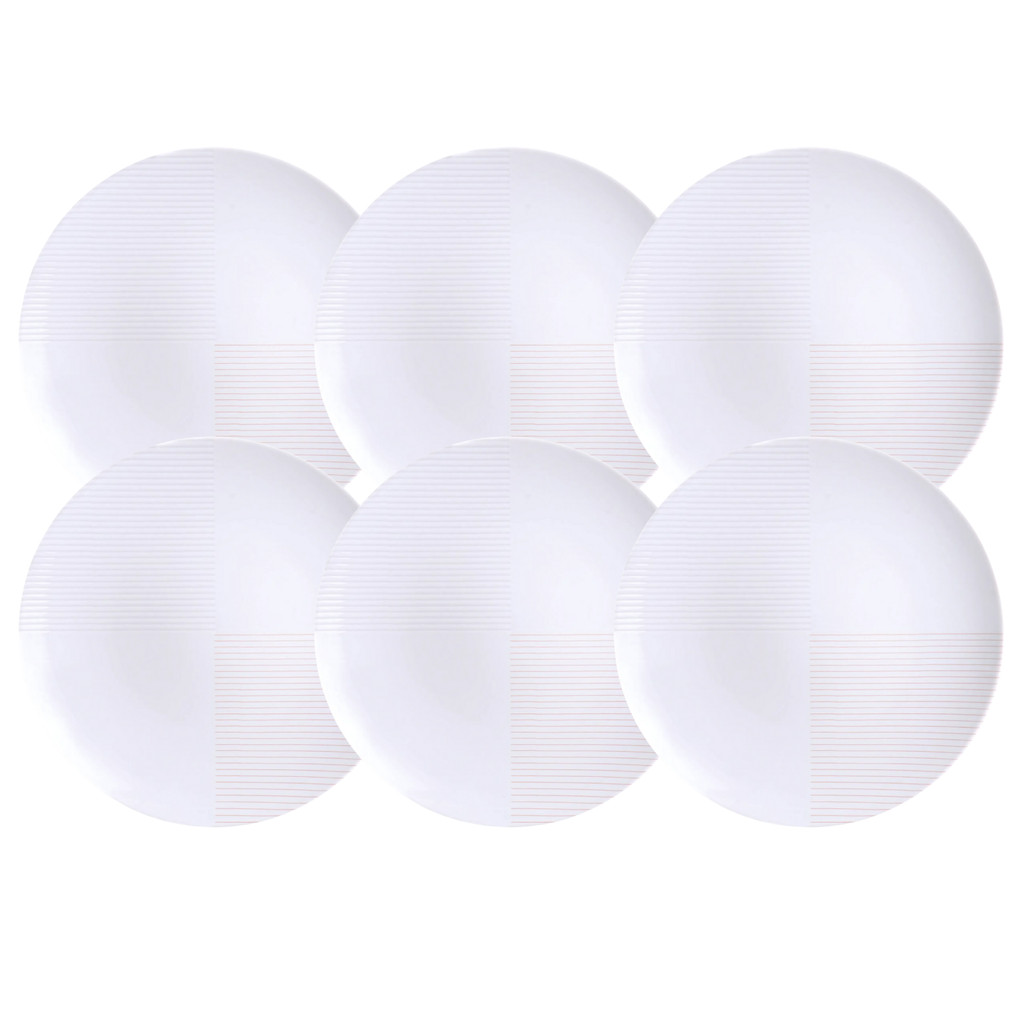 Jogo De Pratos Sobremesa Grid 21cm Kit 6 Peças Porcelana Tramontina