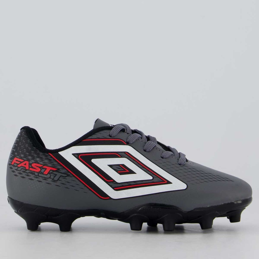 Chuteira Umbro Fast II Campo Juvenil Cinza e Preto em Oferta na Shopee