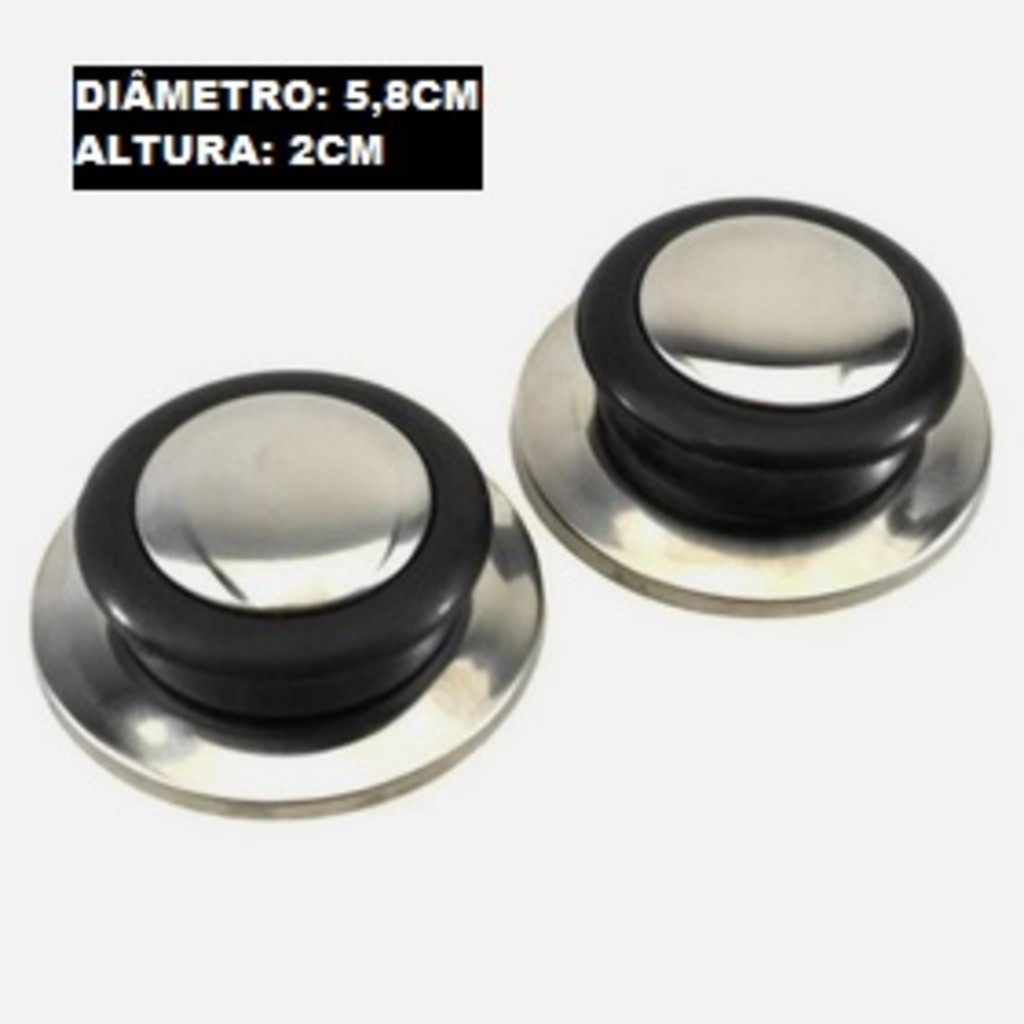 Pomel Conjunto Pegador De Tampa Diâmetro 5,8cm Panela Aço Inox Baquelite Puxador Clink