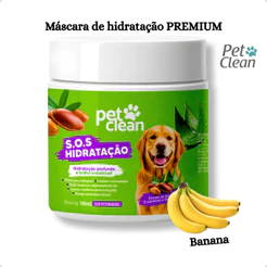 Máscara de Hidratação Profunda Premium Vitaminas A E pra Pelos Cachorro e Gato Banana 500g Pet Clean