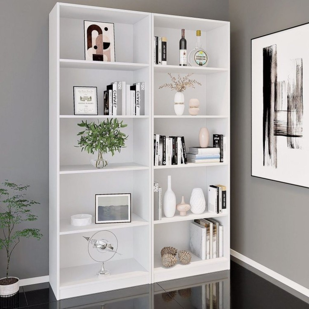 Kit 2 Estantes para Livros Multiuso 5 Nichos 175cmx104cm Montreal Yescasa Branco em Oferta na Shopee