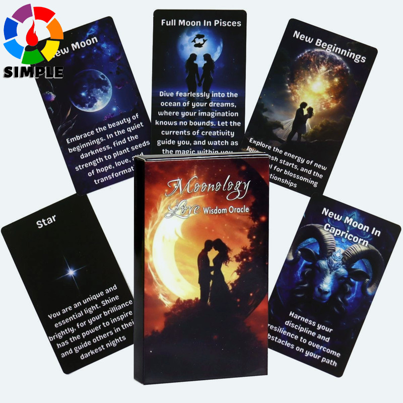Printable Moonology Love Oracle Cards, Magic Moon Tarot Deck,Moon Phases Affirmation Cards, Sun & Moon Tarot Cards, Digi