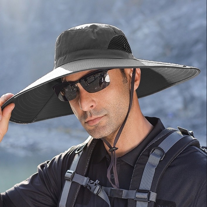 Chapéu de Sol Unissex Verão -Malha Respirável Poliéster, Aba Grande 12cm, Proteção Solar Uso Externo em Oferta na Shopee
