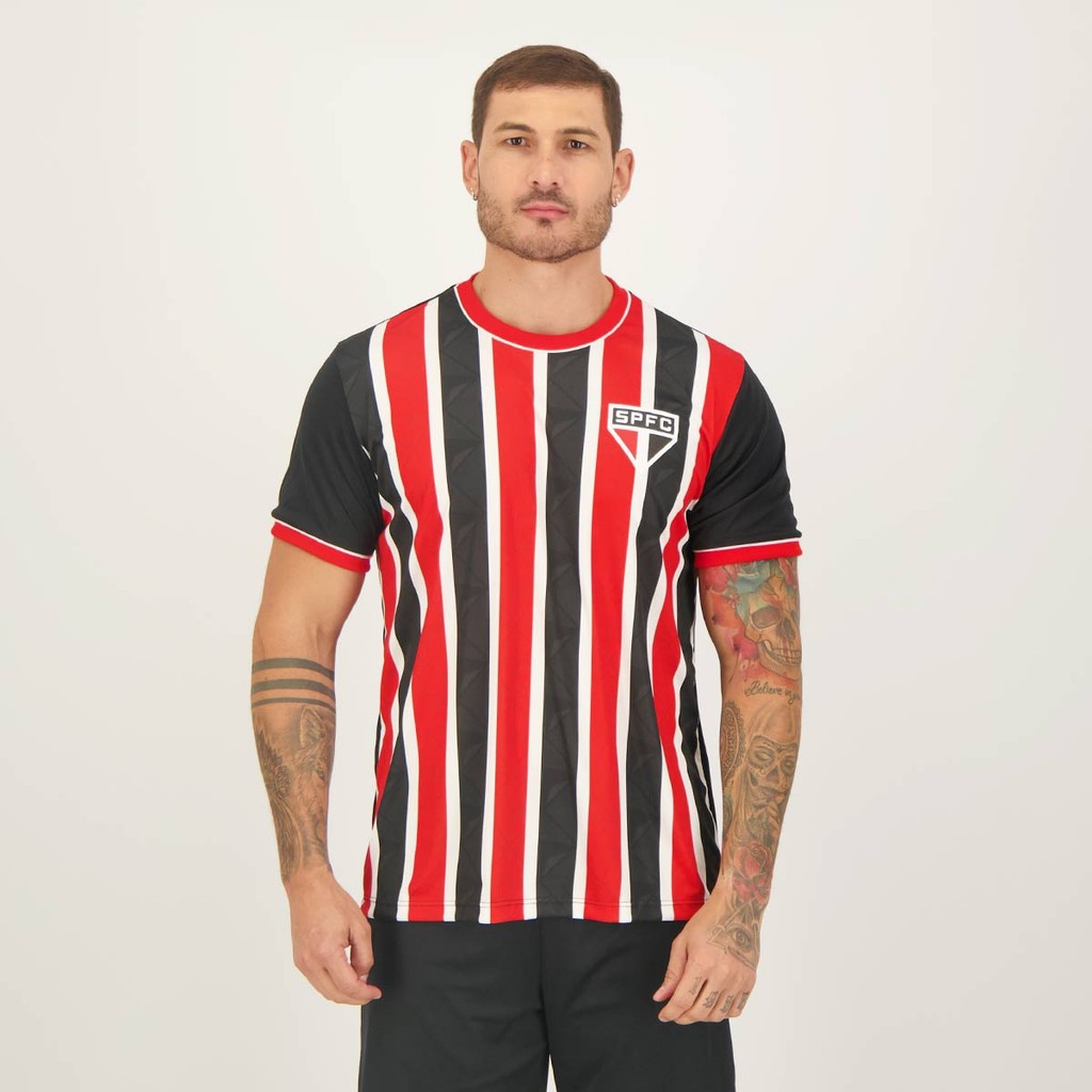 Camisa São Paulo Classmate Preta e Vermelha em Oferta na Shopee