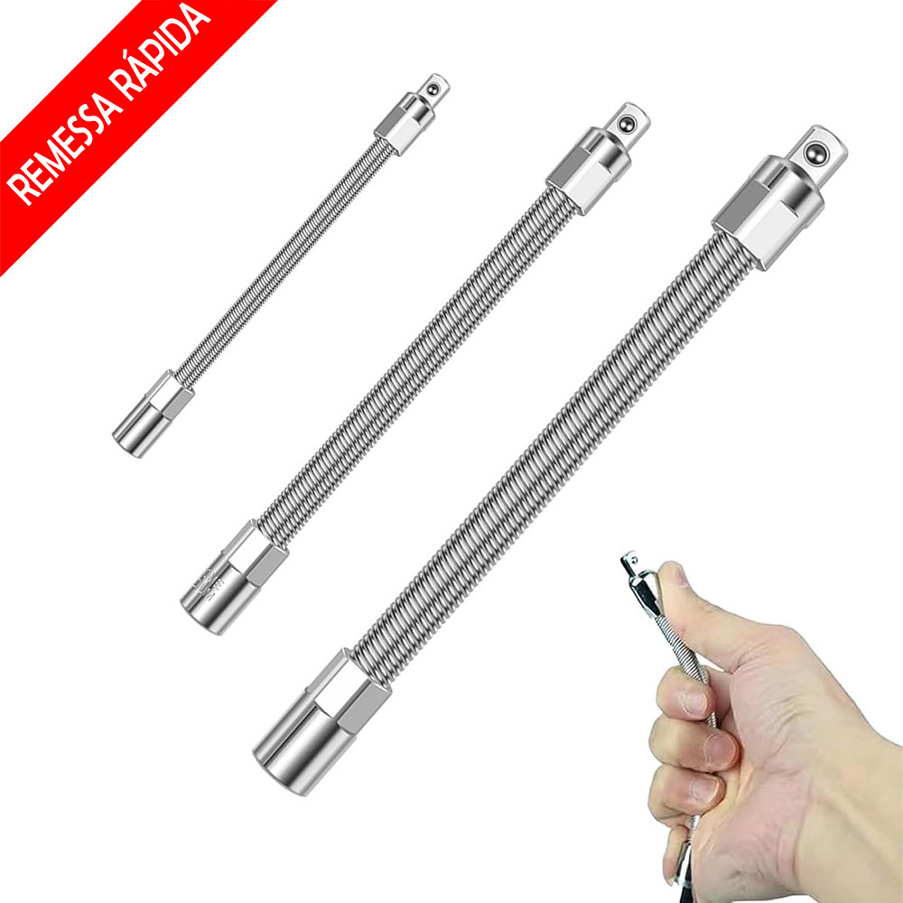 3 peças Cabo Extensor Haste Flexível Articulada Alongador Chicote Eixo Prolongador extensão Parafusadeira Furadeira Bits em Oferta na Shopee