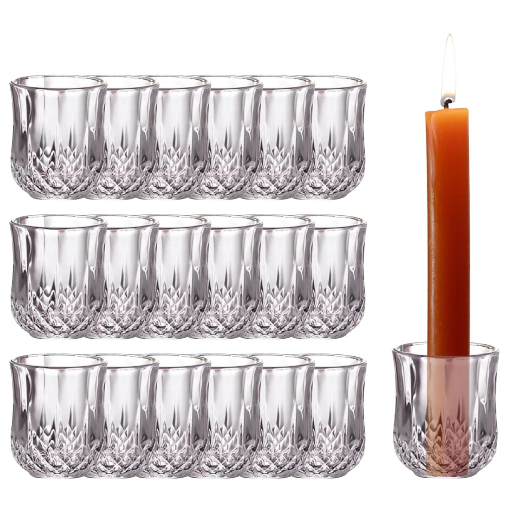 Kit 18 Castiçal Vidro Cristal Redondo Ambiente