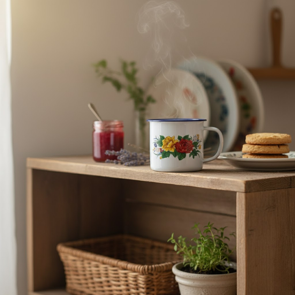 Kit 6 Canecas Esmaltadas Pequenas Retrô 150ml Estilo Vintagê — imagem 2 de 2