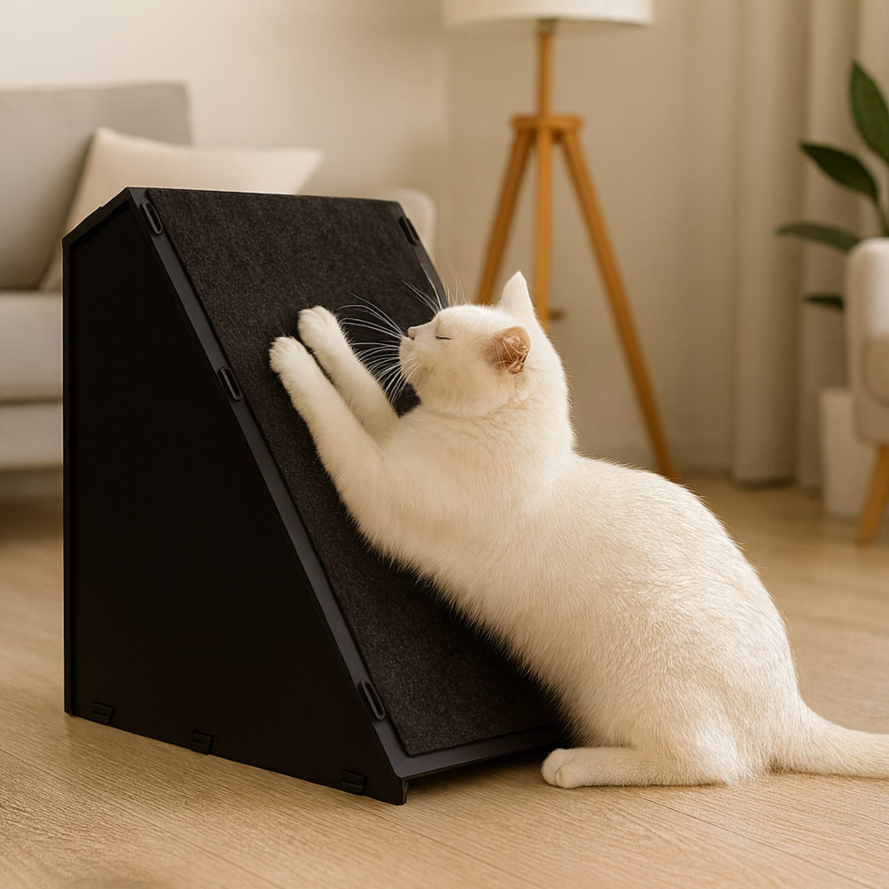 Rampa Arranhador para Gatos Divertida Anti Stress Parquinho Pet MDF Preto Toca Gato Casa Nicho Cama