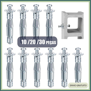 Prata Kit 10/20/30x bucha de metal com parafuso para tijolo oco drywall M5 Aço carbono Q195