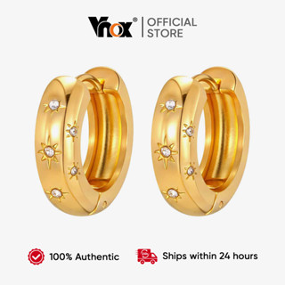 Vnox Branco Zircão Cúbico Estrela De Seis Pontas Brincos De Argola Feminino Ouro Aço Inoxidável Não Manchado E Hipoalerg em Oferta na Shopee