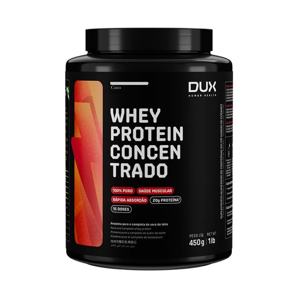 Whey Protein Concentrado - 450g Coco - Dux Nutrition em Oferta na Shopee
