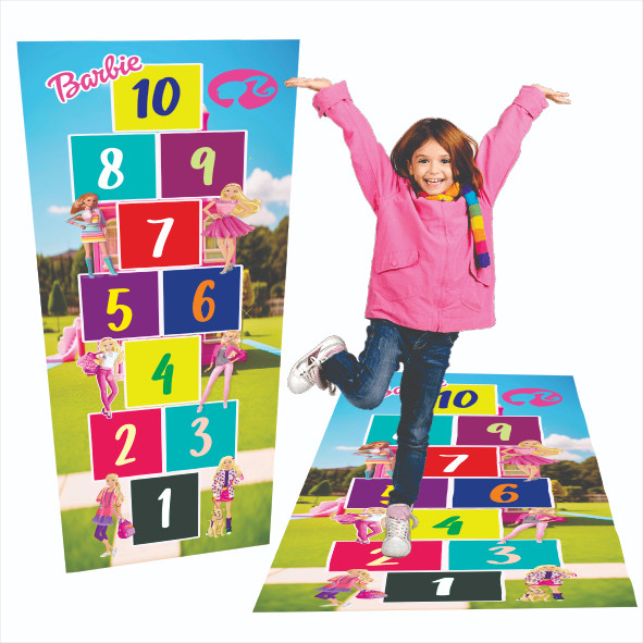 Lindo Tapete Jogo da Amarelinha Infantil Em Lona, da Barbie, Presente, meninas, Aniversário, natal, dia das crianças, AM