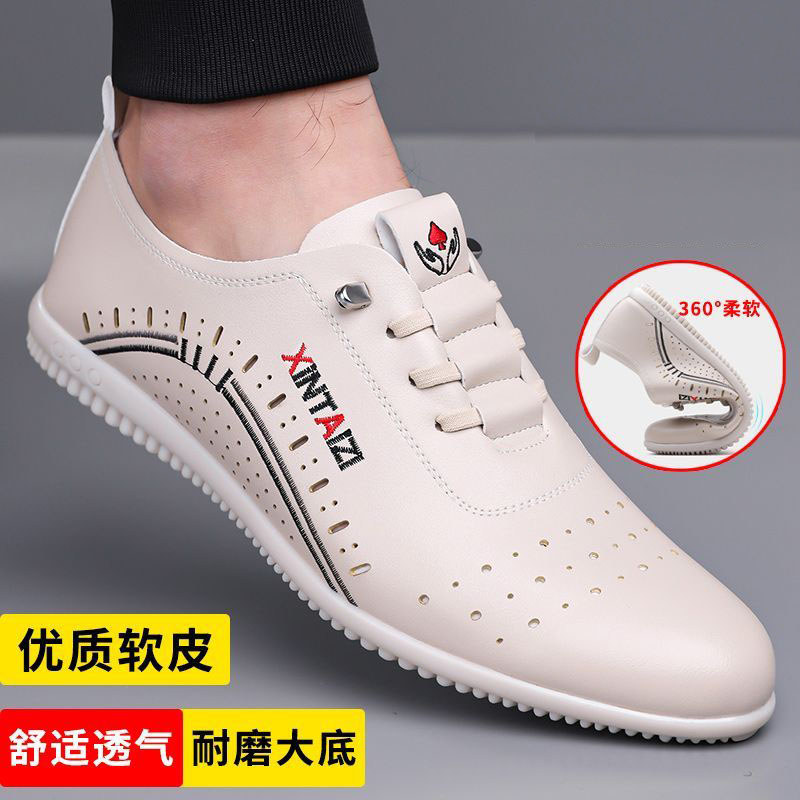 Sandálias masculinas 2026 primavera verão novo estilo sandálias de couro genuíno sapatos casuais de couro sola macia res