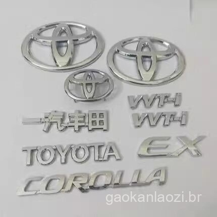 Emblema frontal do Toyota Corolla, emblema traseiro da grade em formato de cabeça de touro, emblema do porta-malas, mode