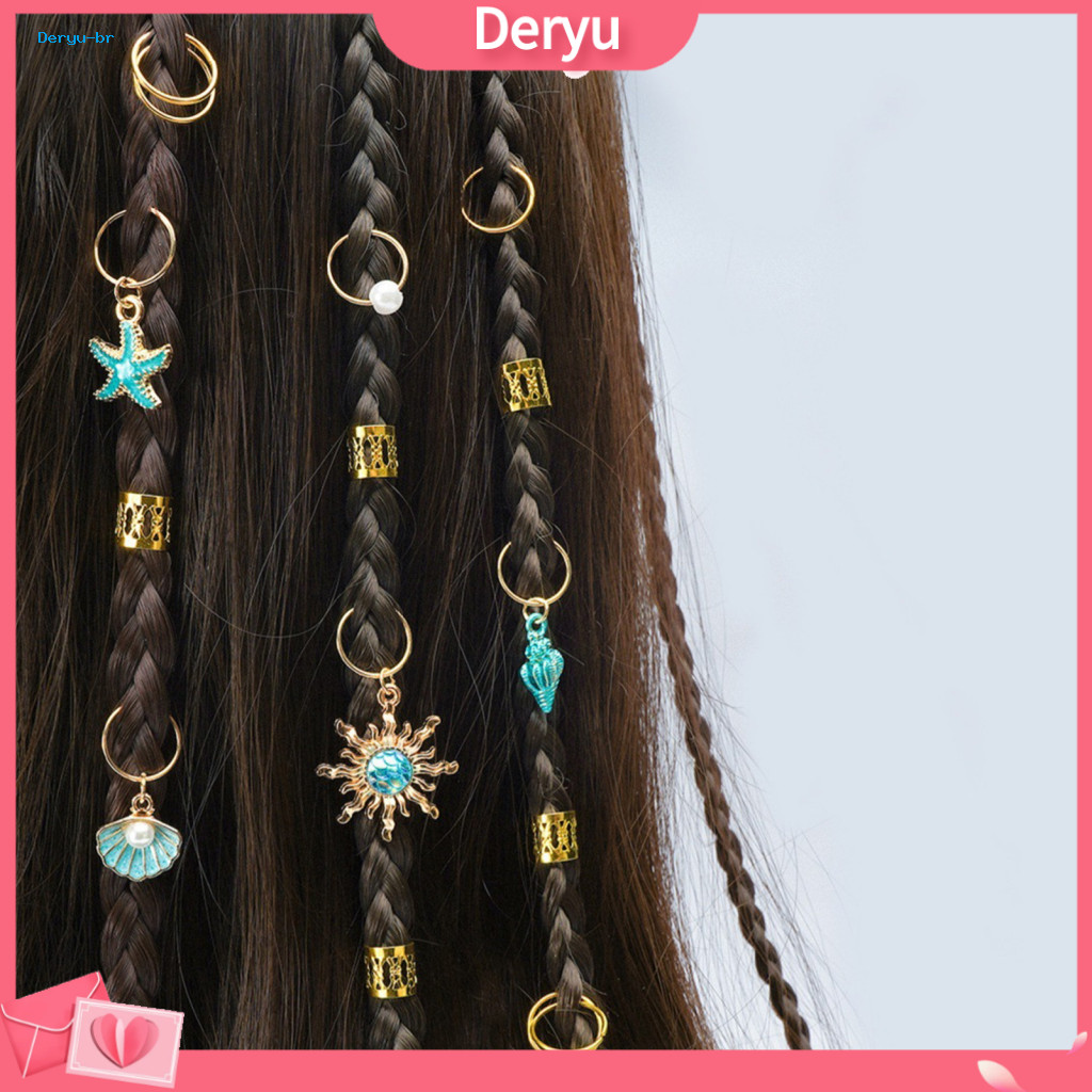 Dreadlock Hair Accessories Open Rings for Braids 45pcs Set – Easy to Wear Design Braided with Starfish for Stylish