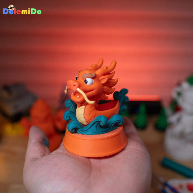 Ornamento de Mesa Barco Dragão com Cabeça de Dragão para o Festival do Barco Dragão, Estilo Chinês, Dragão Auspicioso Ca