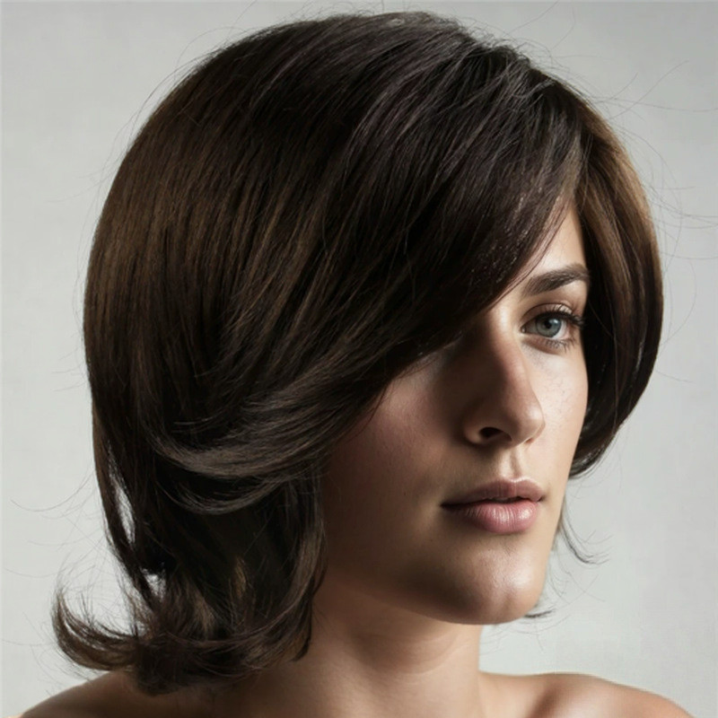 Europeu americano franja uma peça novo estilo peruca de cabelo curto virado comércio exterior peruca longa masculina Sub