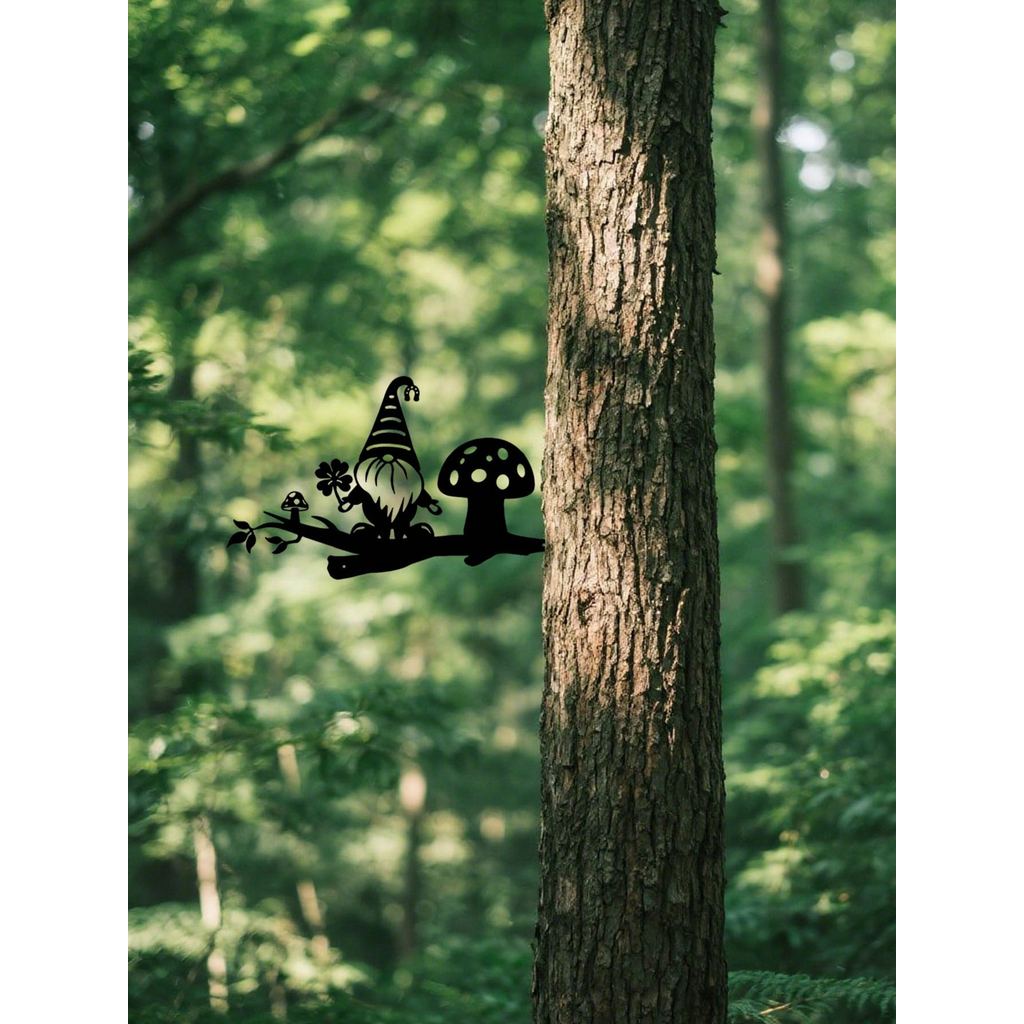 CIFbuy Vintage Preto Metal Silhueta Fada Gnomo Estátua De Jardim Ao Ar Livre Pátio Quintal Decoração Ornamento